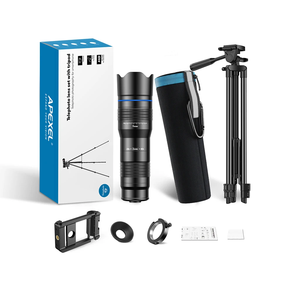 APEXEL HD Metal 20-40x Zoom Telescope Lens Phone Telephoto Lens With Extendable Mini Tripod for All Smartphones Hunting Sports - Image 6