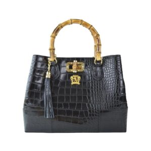 Black Crocodile Leather Bag